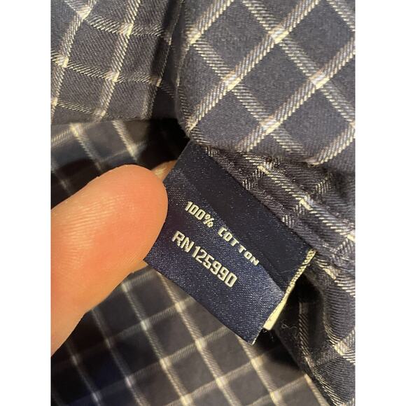 Faconnable Shirt Mens Large Blue Plaid Club Shirt Long Sleeve Button Up - Picture 7 of 9